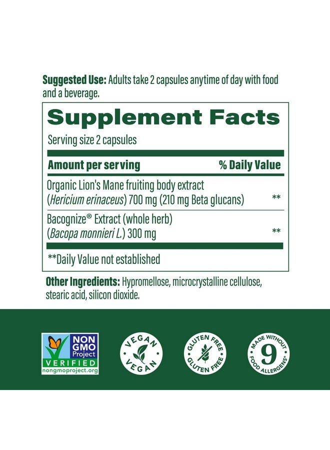 MegaFood ميغا فود سوبر فود فطر دعم التركيز - مكمل كبسولات ليوينز مان - مكمل فطر ليوينز مان مع باكوبا المدروسة سريرياً - نباتي - 60 كبسولة، 30 حصة - Image 2