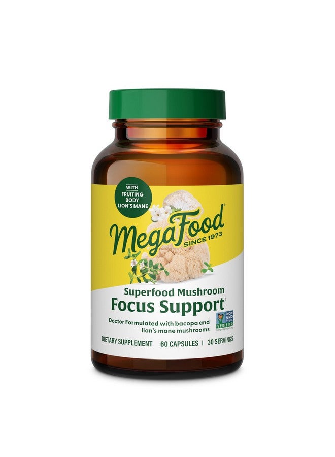MegaFood ميغا فود سوبر فود فطر دعم التركيز - مكمل كبسولات ليوينز مان - مكمل فطر ليوينز مان مع باكوبا المدروسة سريرياً - نباتي - 60 كبسولة، 30 حصة - Image 1