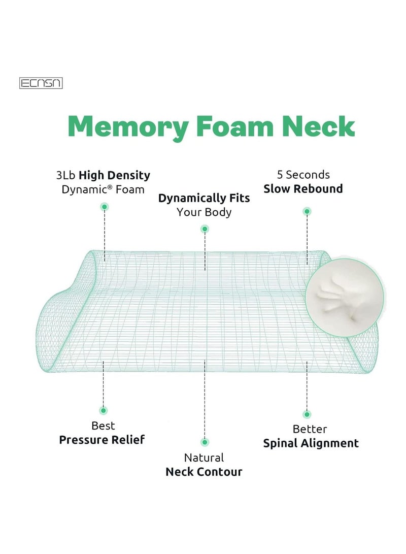 وسادة عنق من فوم الذاكرة، وسادة فوم الذاكرة المنحنية للجانبين والظهر - وسائد نوم للبالغين - Image 2