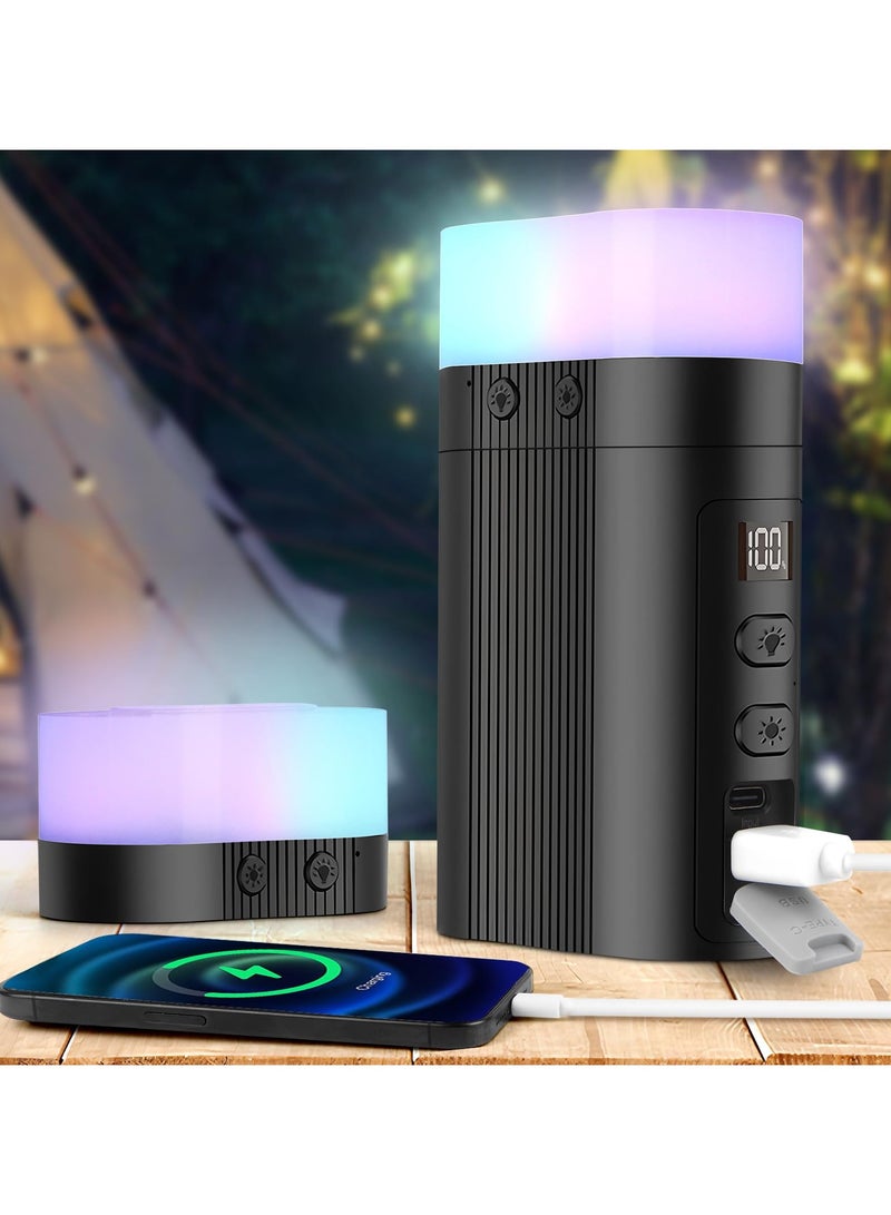 SYOSI فانوس تخييم LED قابل لإعادة الشحن، ضوء خيمة محمول، 11 وضع إضاءة، بنك طاقة 6000mAh، مع قاعدة مغناطيسية، فانوس كهربائي للتخييم والمشي في الطبيعة والطوارئ (أسود) - Image 1