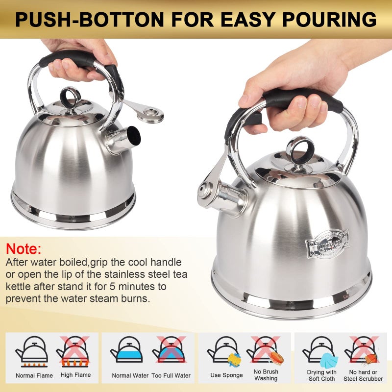 LUXGRACE Tea Kettle for Stovetop, Food Grade Stainless Steel Water Kettle, Tea Pot for Home & Kitchen, 3.0 Qt - Image 5