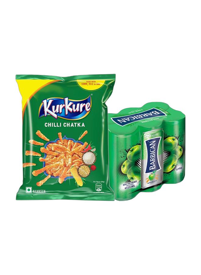 noon Kurkure Chilli Chatka 72grams + Barbican Apple Flavor Malt Beverage, Can, 250ml × 6 Pack of 6 - Image 1