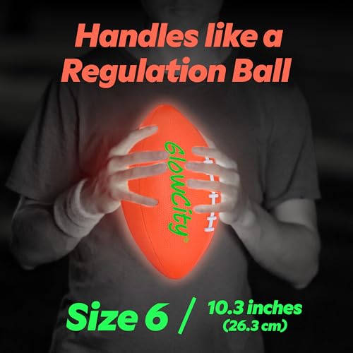 GlowCity Glow in The Dark Football - Size 6 Light Up LED Ball for Teen Boys & Adults - Cool Sports Gift for Night Outdoor Games - Birthday Gifts Ideas for Teen Boys Teenager Ages 12 13 14 15 16 17 18 - Image 3