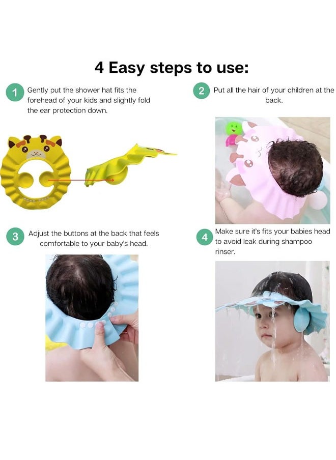 Aissiora Baby Shower Cap Adjustable Silicone Shampoo Visor Bath Hat, Infants Soft Protection Safety, Protect Ear Eye Baby Hair Washing Aids for Baby Toddler Children Kids  - Image 5