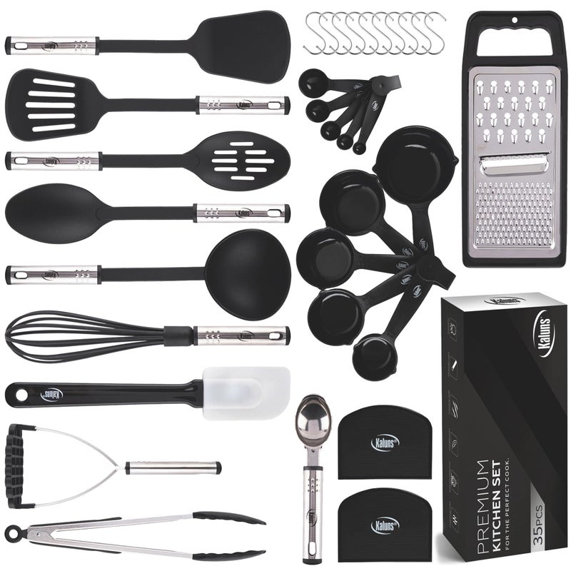 Kaluns Kitchen Utensils Set 35 PCS Cooking Utensils Set, Nonstick and Heat Resistant Nylon Stainless Steel Silicone Spatula Set - Kitchen Gadgets Home Essentials Kitchen Accessories, Apartment Must Haves - Image 1