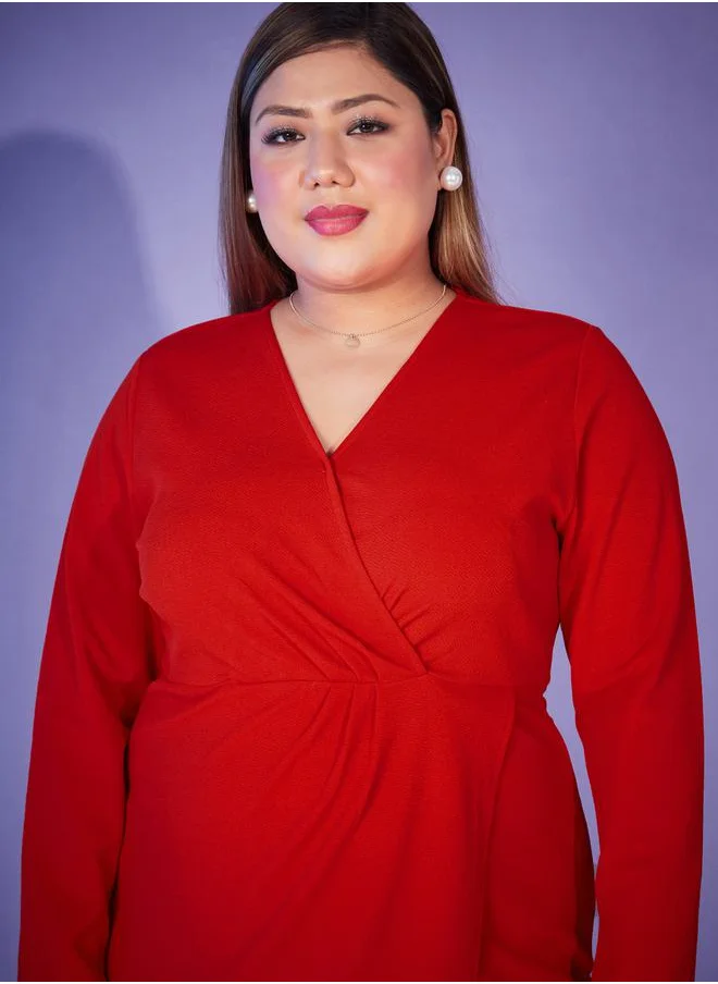 SASSAFRAS Crimson Long Sleeve Dress