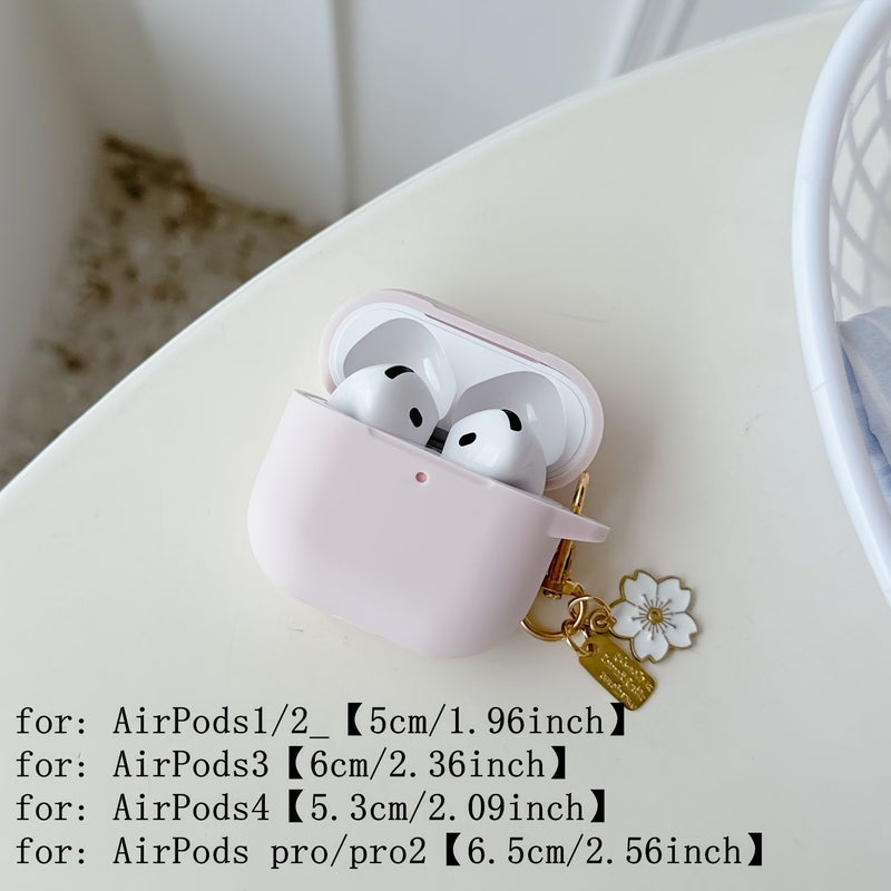 حافظة وردية مقاومة للسقوط مع زخارف صدفية لؤلؤية مخصصة لـ AirPods 4 - Image 2