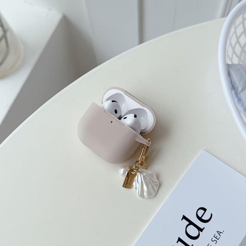 حافظة وردية مقاومة للسقوط مع زخارف صدفية لؤلؤية مخصصة لـ AirPods 4 - Image 5