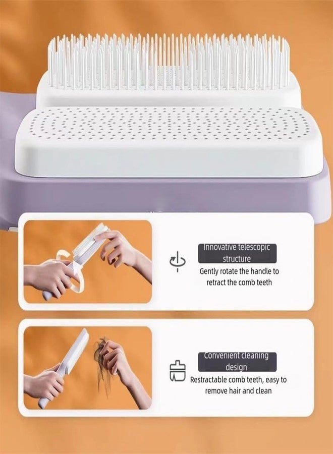 SANTALON Retractable Hair Brush with Self-Cleaning Bristles - 4-in-1 Anti-Static Comb with Ergonomic Handle | Detangles Wet & Dry Hair, Gentle Scalp Massage, Easy to Clean | Hair Brush for Women & Men - Image 2