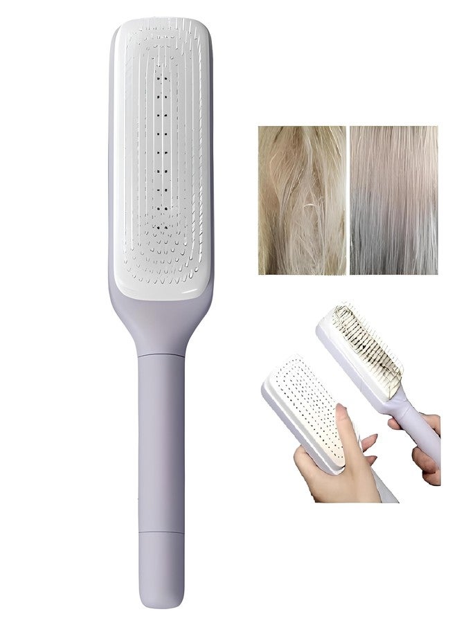 SANTALON Retractable Hair Brush with Self-Cleaning Bristles - 4-in-1 Anti-Static Comb with Ergonomic Handle | Detangles Wet & Dry Hair, Gentle Scalp Massage, Easy to Clean | Hair Brush for Women & Men - Image 1