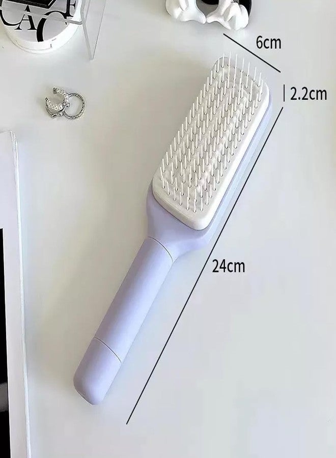 SANTALON Retractable Hair Brush with Self-Cleaning Bristles - 4-in-1 Anti-Static Comb with Ergonomic Handle | Detangles Wet & Dry Hair, Gentle Scalp Massage, Easy to Clean | Hair Brush for Women & Men - Image 4