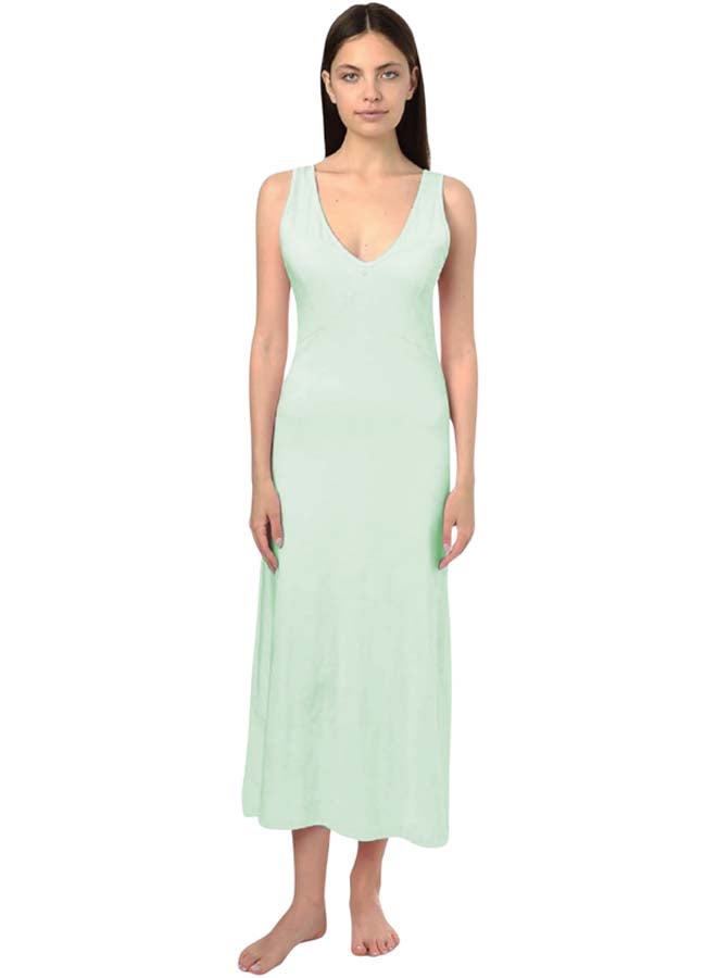 Dahab Cotton Plain Sleeveless V-Neck Full Slip For Womenint Green - Image 2
