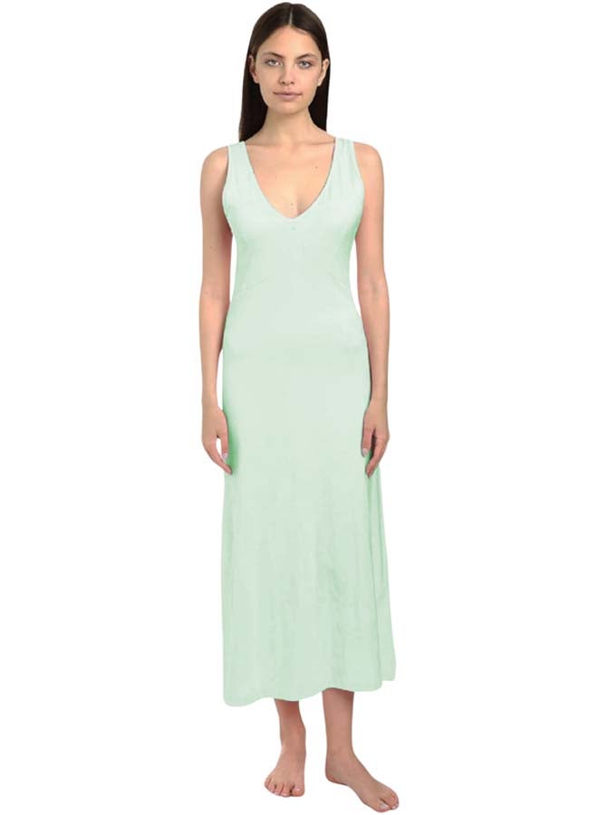 Dahab Cotton Plain Sleeveless V-Neck Full Slip For Womenint Green - Image 1