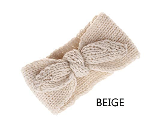 UTOWO NewbornInfantToddler KnittedKnotbowTurban RabbitEarHeadbands BabyGirls HeadWrapHeadband 06 years Camel  Beige - Image 5