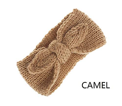 UTOWO NewbornInfantToddler KnittedKnotbowTurban RabbitEarHeadbands BabyGirls HeadWrapHeadband 06 years Camel  Beige - Image 4