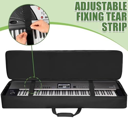 LASUK 88 key Keyboard Case (Size:54"x7"x13.5"), Keyboard Gig Bag Case with Adjustable Straps and 6-Pocket for Keyboard Accessaries, 88 key Electric Piano Keyboard Gig Bag - Image 4