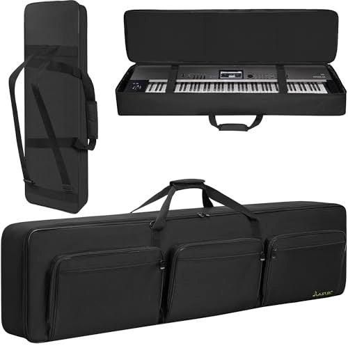 LASUK 88 key Keyboard Case (Size:54"x7"x13.5"), Keyboard Gig Bag Case with Adjustable Straps and 6-Pocket for Keyboard Accessaries, 88 key Electric Piano Keyboard Gig Bag - Image 1