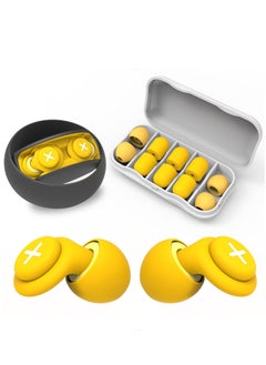 Noise Reduction Ear Plugs-40 dB Noise Cancelling Reusable Hearing Protection in Flexible Silicone for Sleeping, Traveling, Concerts, Work & Swimming,3 Wearing Styles, Yellow