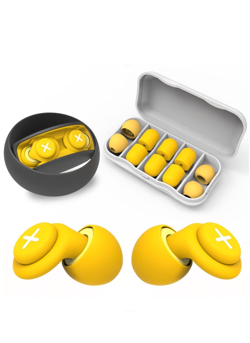KASTWAVE - Noise Reduction Ear Plugs-40 dB Noise Cancelling Reusable Hearing Protection in Flexible Silicone for Sleeping, Traveling, Concerts, Work & Swimming,3 Wearing Styles, Yellow - Image 1