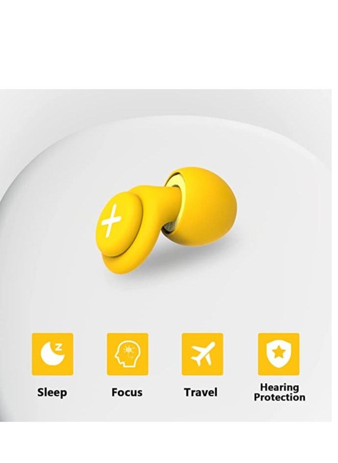 KASTWAVE - Noise Reduction Ear Plugs-40 dB Noise Cancelling Reusable Hearing Protection in Flexible Silicone for Sleeping, Traveling, Concerts, Work & Swimming,3 Wearing Styles, Yellow - Image 1