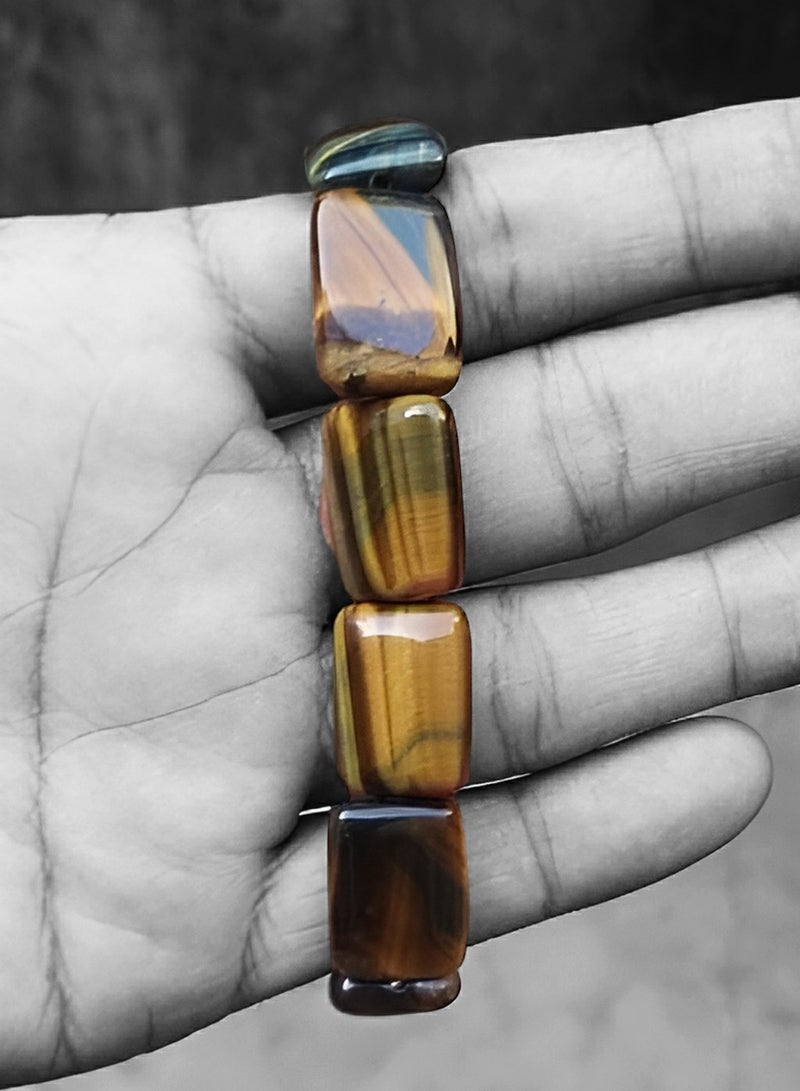 HADIGEMS 18x13mm Premium Natural Black Yellow Tiger Eye Strech Bracelet - Image 2