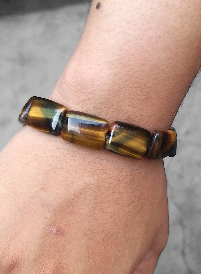 HADIGEMS 18x13mm Premium Natural Black Yellow Tiger Eye Strech Bracelet - Image 3