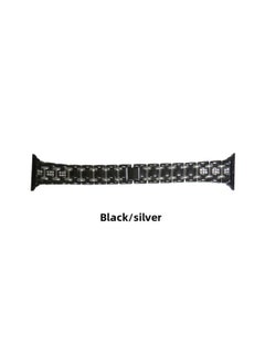 Applicable To IWatch8 Smart For Apple Watch S7 Strap For Apple Three Beads Diamond For Applewatch1-8 Generation Se-Color:Black + Silver 41/40/38MM