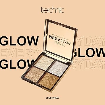 Technic Mega Glow Highlighter Palette 4 Highly Pigmented Long Lasting Shimmer Powders That Blend Beautifully To Highlight and Enhance Makeup On All Skin Tones 10g - Image 2