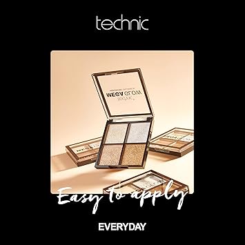 Technic Mega Glow Highlighter Palette 4 Highly Pigmented Long Lasting Shimmer Powders That Blend Beautifully To Highlight and Enhance Makeup On All Skin Tones 10g - Image 3