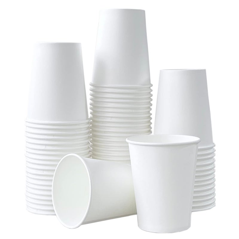 Yuxitia Disposable Paper Cups  60pcs White Paper Cups For DIY Wedding Party Picnic BBQ Travel and Event 8OZ - Image 1