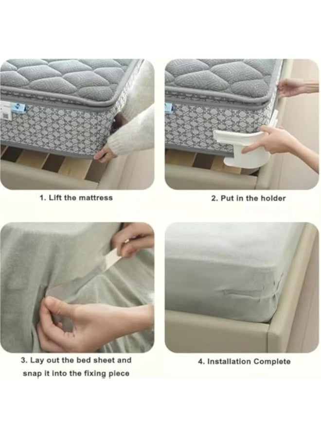 Bed Sheet Holder Strips - Secure Fit for Mattress, No More Slipping or Wrinkles - Adjustable Elastic Straps with Strong Grip for All Bed Sizes (4-Pack) (White) - Image 2