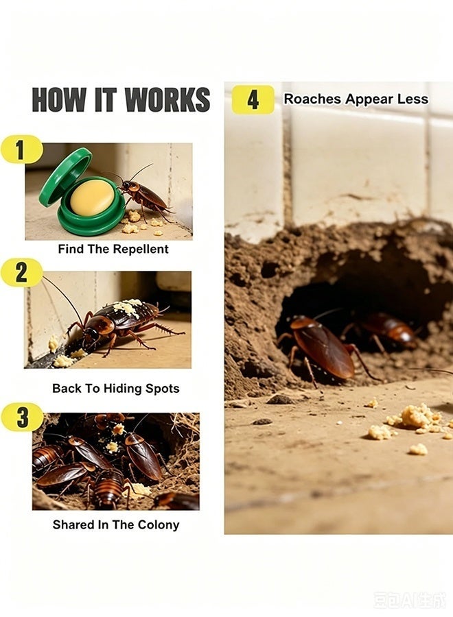 JUE FISH Quick Catch Roach Ace Bait Station, Quick Acting Cockroach Killer Bait Traps, Child-Resistant Stations, Odorless No Mess Nest Destroying Cockroach Control for Home Kitchen Bathroom 16 Pieces - Image 5