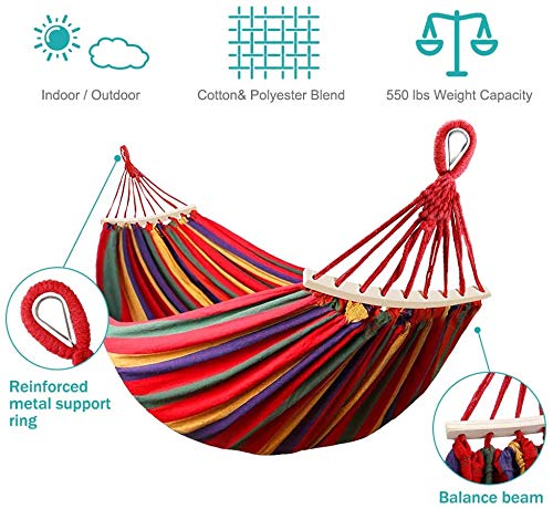 Deoxys HammockIndoor Hammock SinglePerson Large Canvas Cotton Hammock with Carry Bag for Patio Porch Garden Backyard Lounging Outdoor and IndoorSingle Person - Image 5