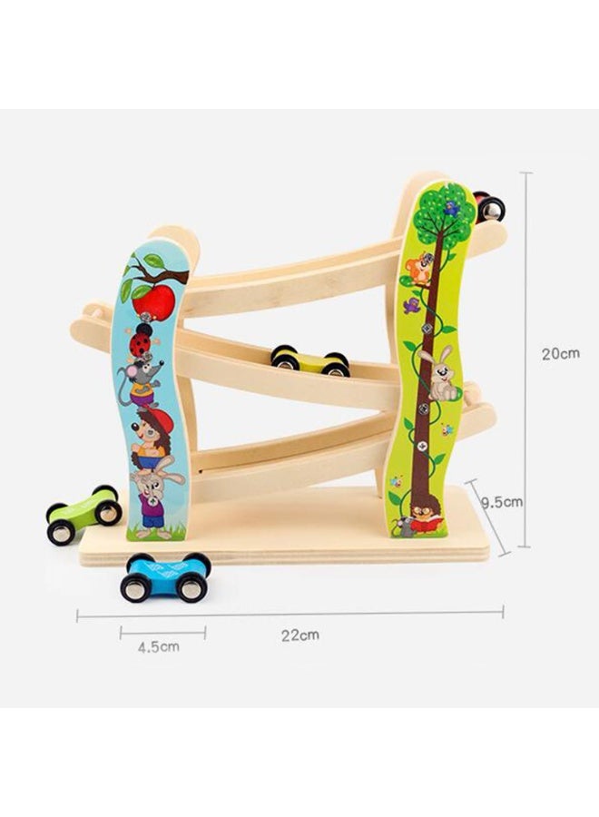 general Toddler Toys for 1 2 Year Old Boy and Girl Gifts Wooden Race Track Car Ramp Racer with 4 Mini Car - Toddler Race Car Ramp Toy Set is A Great Gift for Boys and Girls - Image 2