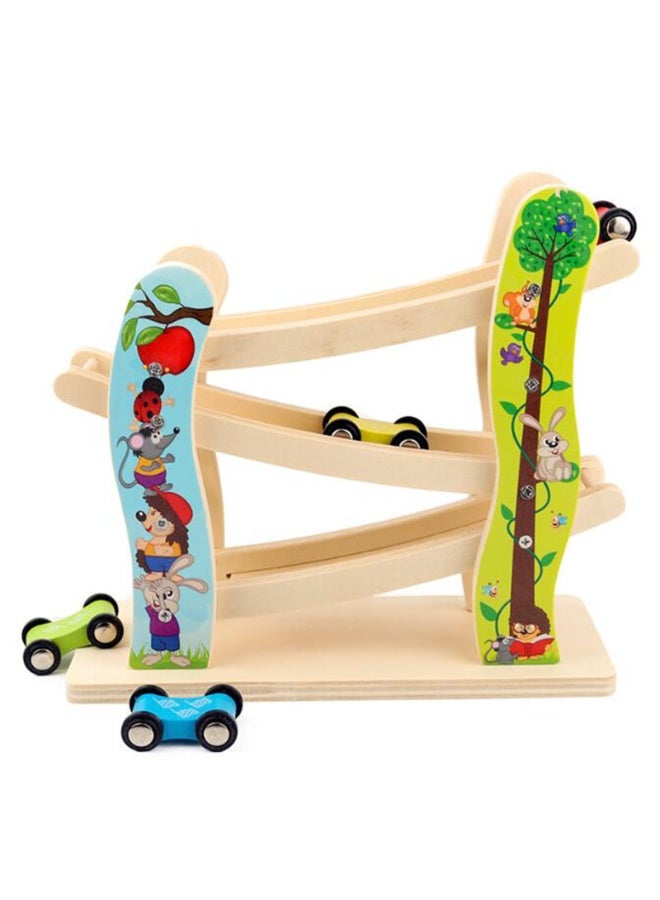 general Toddler Toys for 1 2 Year Old Boy and Girl Gifts Wooden Race Track Car Ramp Racer with 4 Mini Car - Toddler Race Car Ramp Toy Set is A Great Gift for Boys and Girls - Image 1