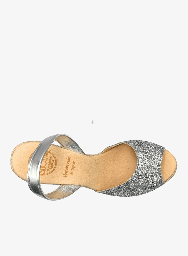 SHOEQ Silver Glitter Roxy Espadrille Wedge for Women | Best Price UAE