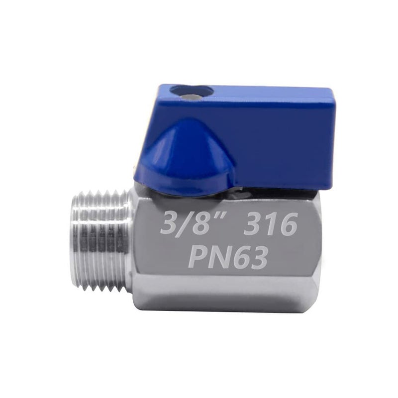 Beduan 3/8" Mini Ball Valve, 316 Stainless Steel Female x Male NPT Thread Shut-Off Valve(Pack of 1) - Image 2