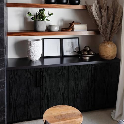 CREON Black Wood Grain Contact Paper Peel and Stick Wooden Look Self-Adhesive Wallpaper for Cabinets Countertops Shelf (Black Wood, 24X80 in) - Image 2