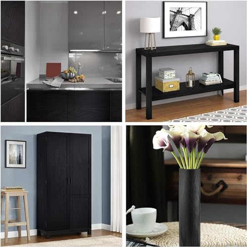 CREON Black Wood Grain Contact Paper Peel and Stick Wooden Look Self-Adhesive Wallpaper for Cabinets Countertops Shelf (Black Wood, 24X80 in) - Image 5