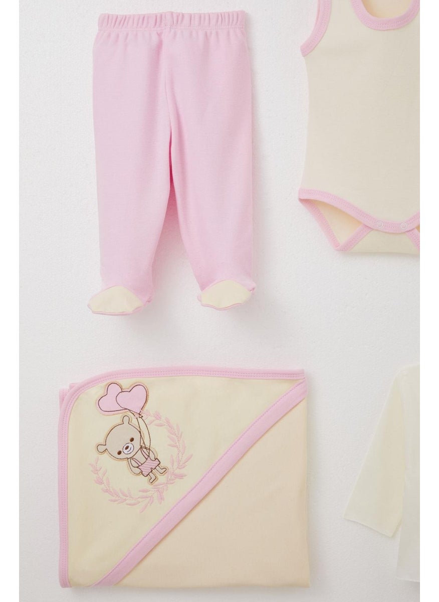 Breeze Baby Girl Hospital Delivery 10 Piece Love Themed Teddy Bear Embroidered 0-3 Months, Cream  - Image 5