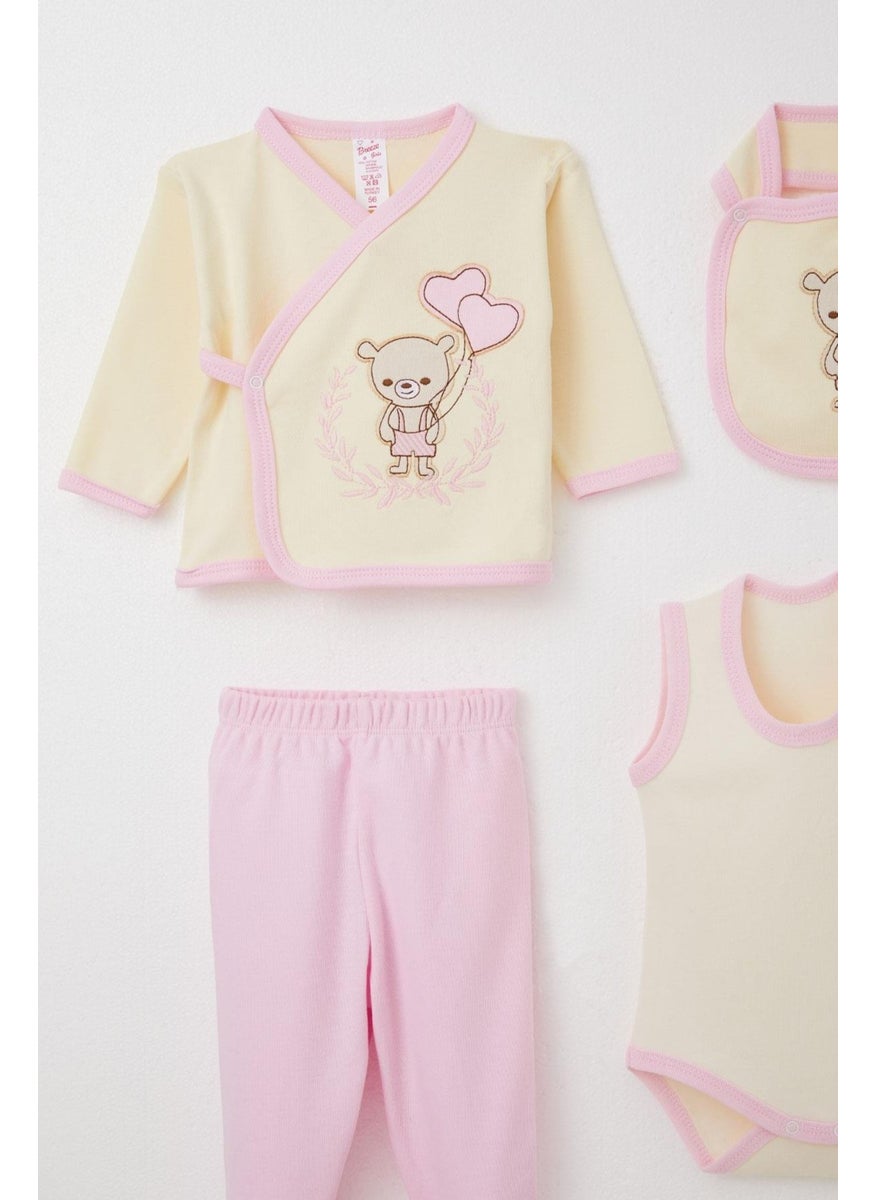 Breeze Baby Girl Hospital Delivery 10 Piece Love Themed Teddy Bear Embroidered 0-3 Months, Cream  - Image 3