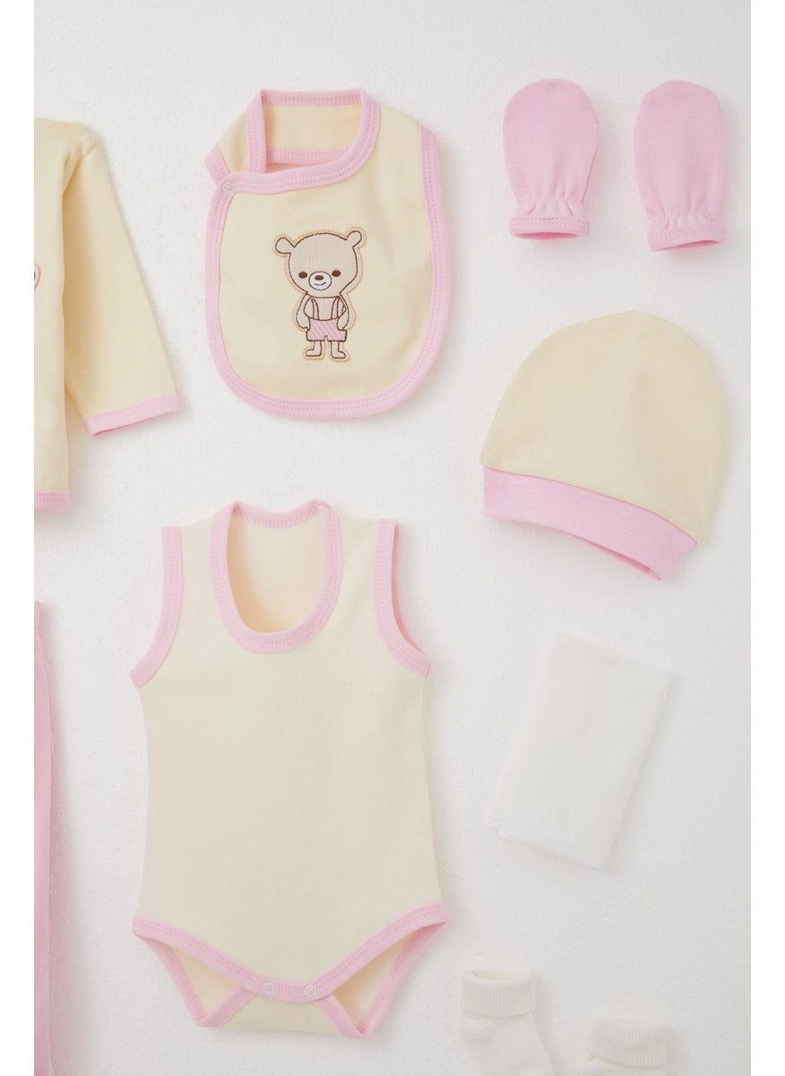 Breeze Baby Girl Hospital Delivery 10 Piece Love Themed Teddy Bear Embroidered 0-3 Months, Cream  - Image 4