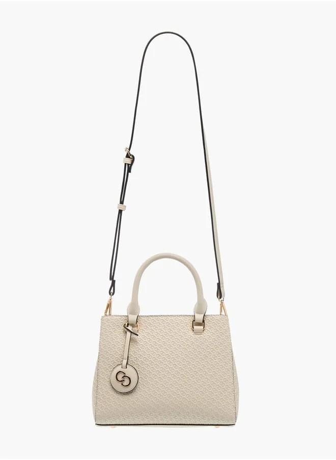 سيليست Womens Monogram Embossed Tote Bag With Detachable Strap And Zip Closure