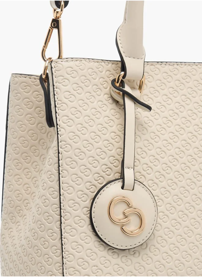 سيليست Womens Monogram Embossed Tote Bag With Detachable Strap And Zip Closure