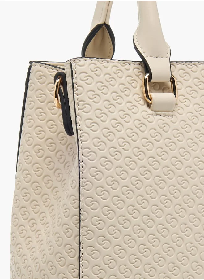 سيليست Womens Monogram Embossed Tote Bag With Detachable Strap And Zip Closure