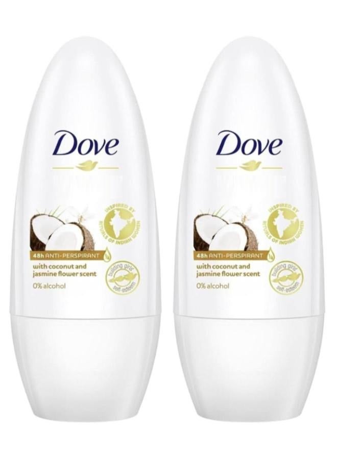 دوف عبوتين من دوف مزيل العرق المضاد للتعرق للنساء برائحة جوز الهند والياسمين - Image 1