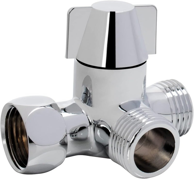 NearMoon ذراع دش نحاسي صلب G1/2"، صمام تحويل ثلاثي الاتجاهات لرأس الرش المحمول والثابت، مكون حمام لمجموعة رأس الدش T-Adapter (صمولة متحركة، تشطيب كروم) - Image 1