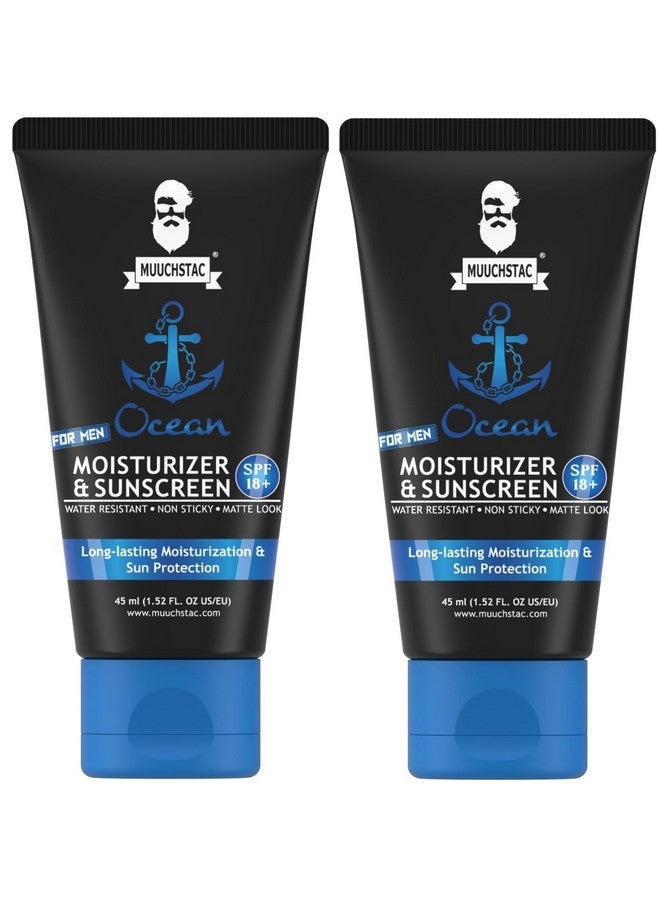 Muuchstac Mens Ocean Moisturizer & Sunscreen Matte Look Spf 18+ Cream With Turmeric & Aloe Vera Beads, Non-Sticky & Water Resistant 90 Ml - All - Image 1
