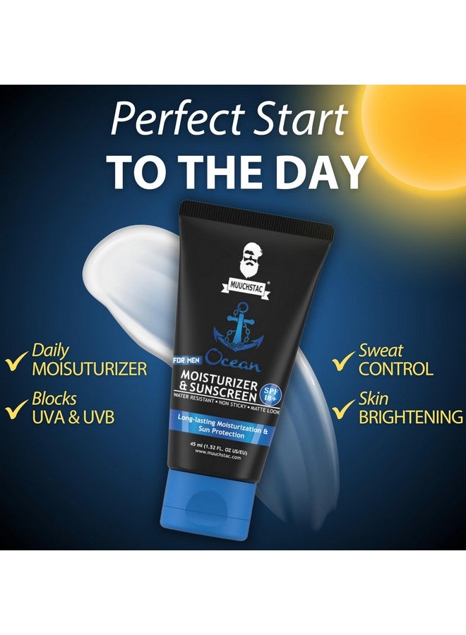 Muuchstac Mens Ocean Moisturizer & Sunscreen Matte Look Spf 18+ Cream With Turmeric & Aloe Vera Beads, Non-Sticky & Water Resistant 90 Ml - All - Image 2