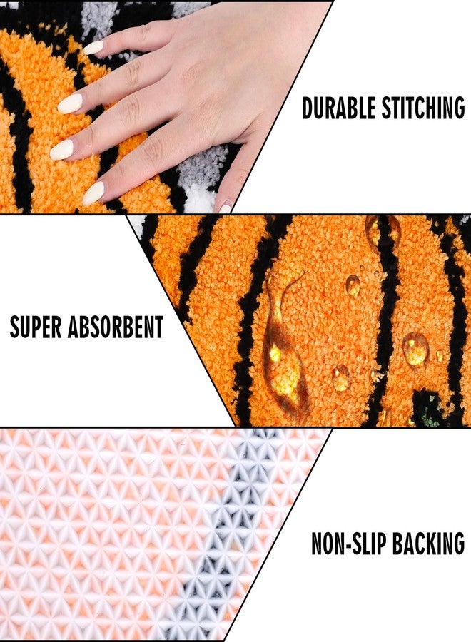 Whaline Fall Pumpkin Bath Rug Plaid Pumpkin Tufted Bath Mat Non Slip Bathroom Shower Rugs Front Door Mat Carpet Floor Rug for Autumn Thanksgiving Kitchen Bedroom Porch Entryway - Image 3